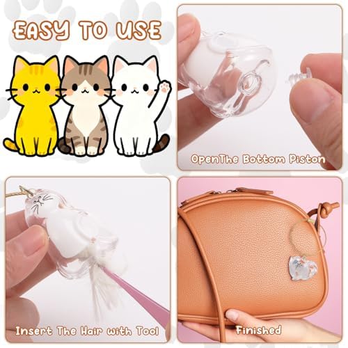 Portachiavi Ricordo per Pelo di Gatto – Set 6 Capsule con Pinzette e Pettine
